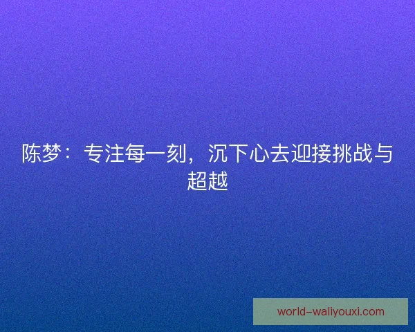 陈梦：专注每一刻，沉下心去迎接挑战与超越